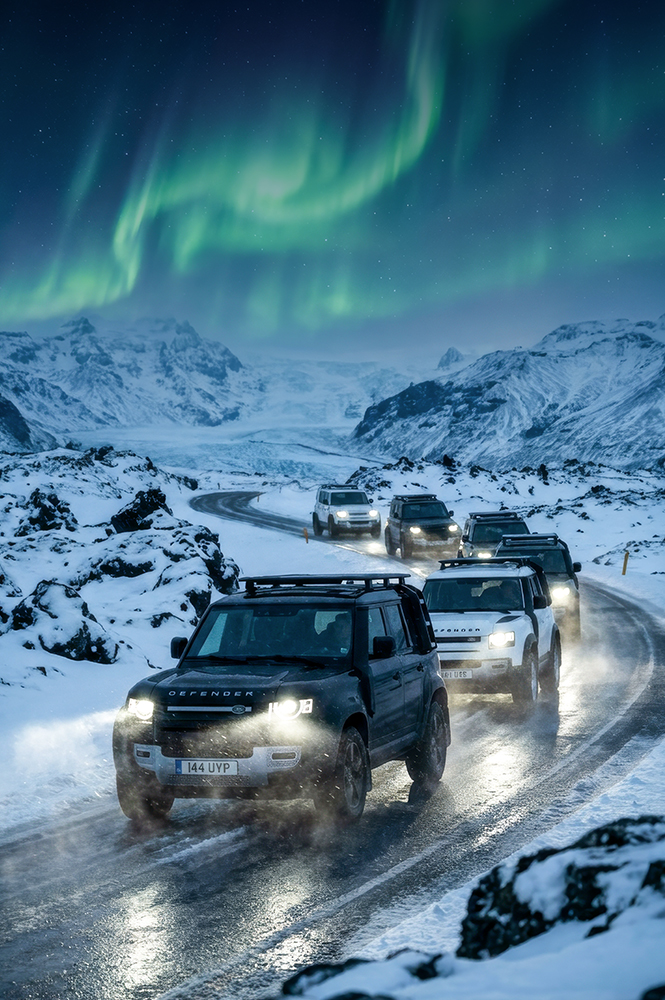 Chasing the aurora across icy roads