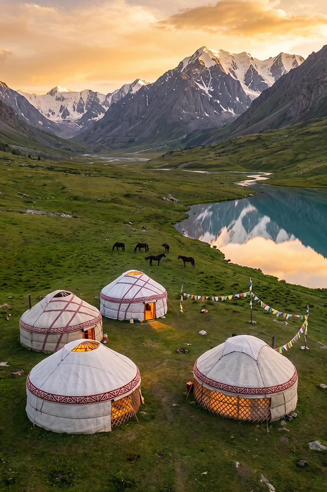 Under endless skies and towering peaks