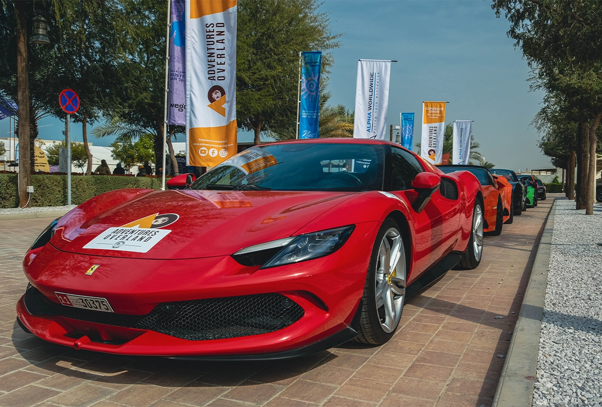 A stunning lineup of iconic supercars ready to embark on an unforgettable driving adventure.
