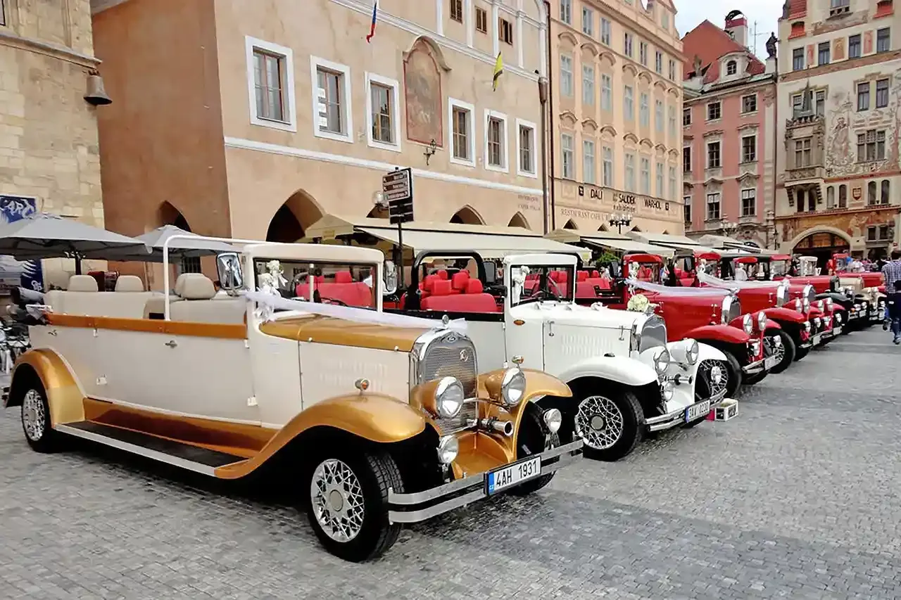 Classic vintage cars on the streets of Budapest.