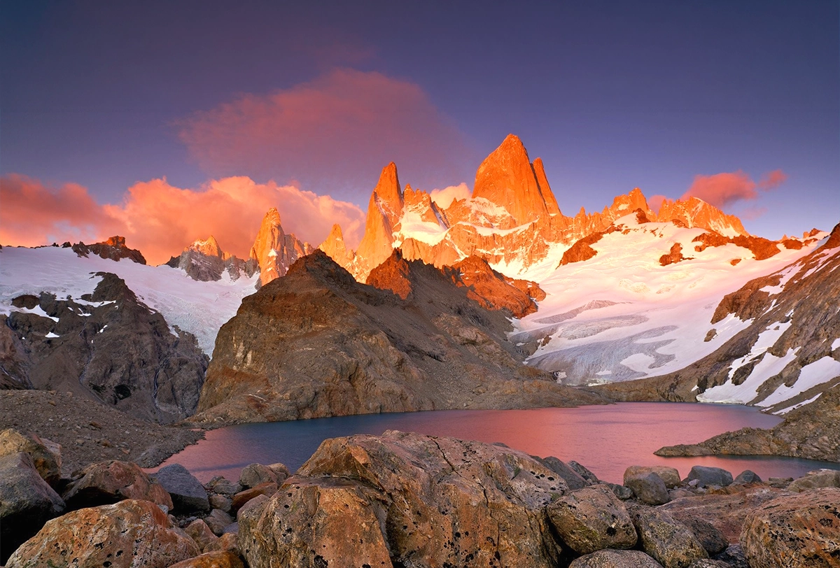Mount Fitz Roy at sunrise in Patagonia, Argentina.