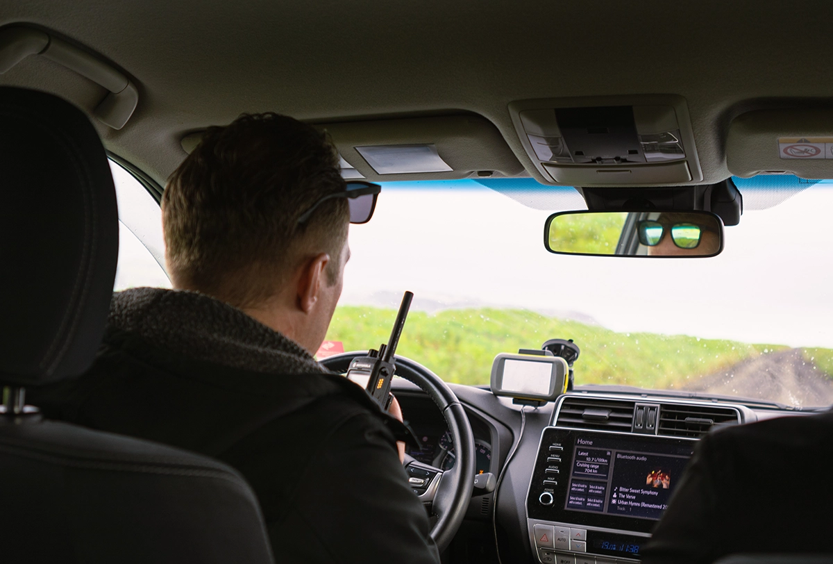 Driving through the Faroe Islands.