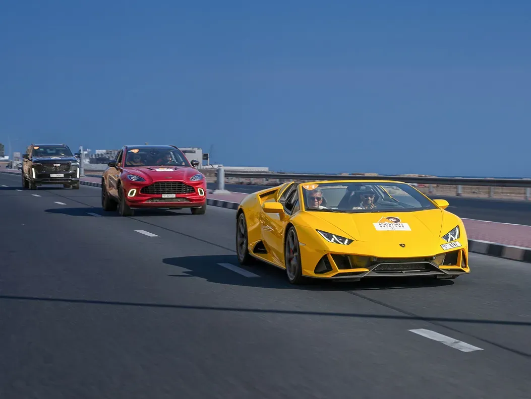 Supercar convoy drive in Barcelona Spain